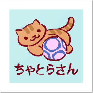 cute kitty collector orange tabby cat fred playing with soccer ball / catbook 006 Posters and Art